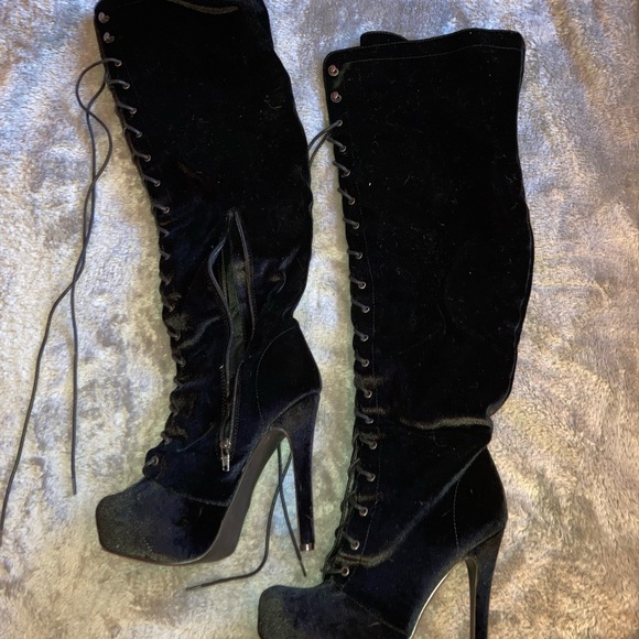 Velvet sexy thigh high boots - Picture 2 of 4